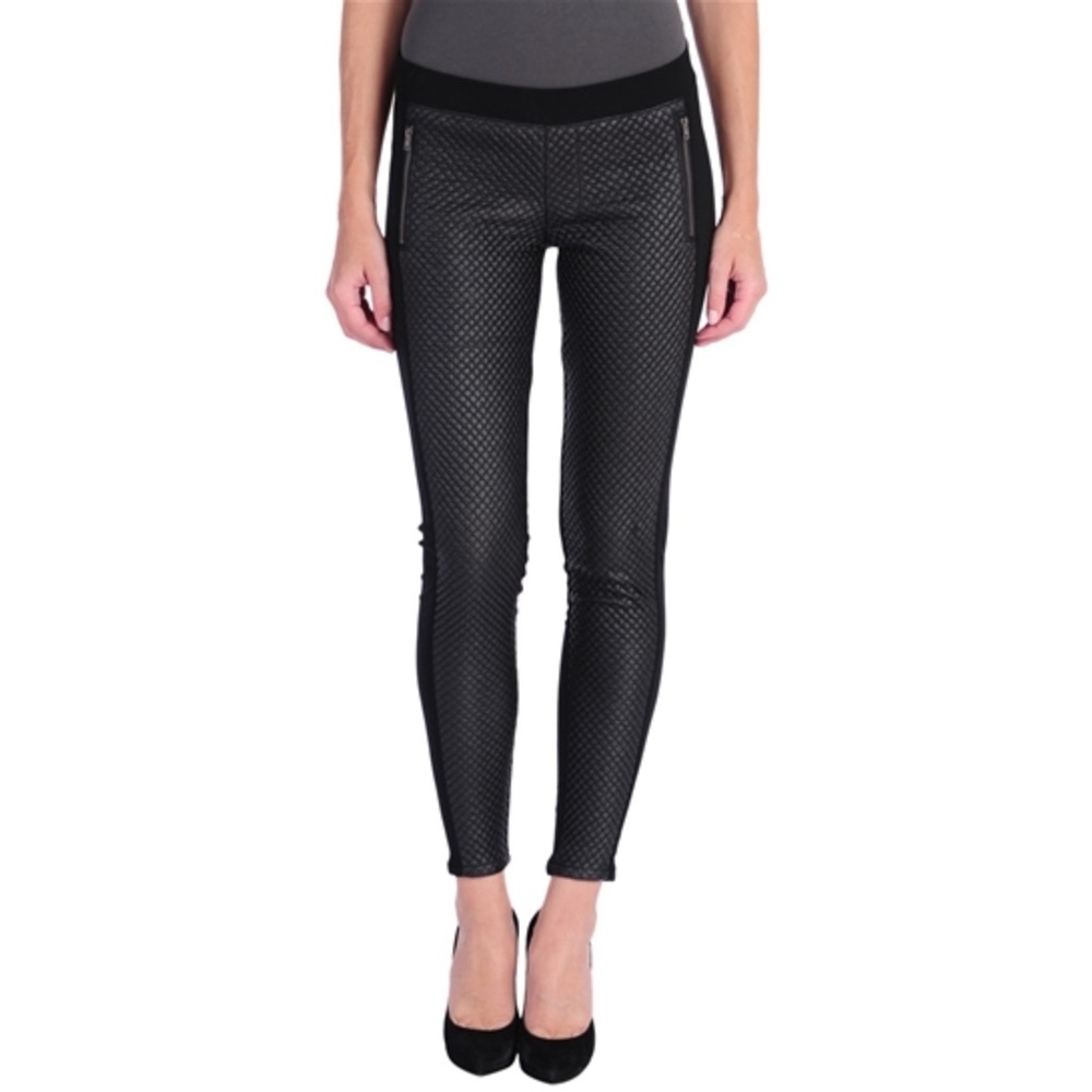 Quilt Texture Skinny Pants In Black